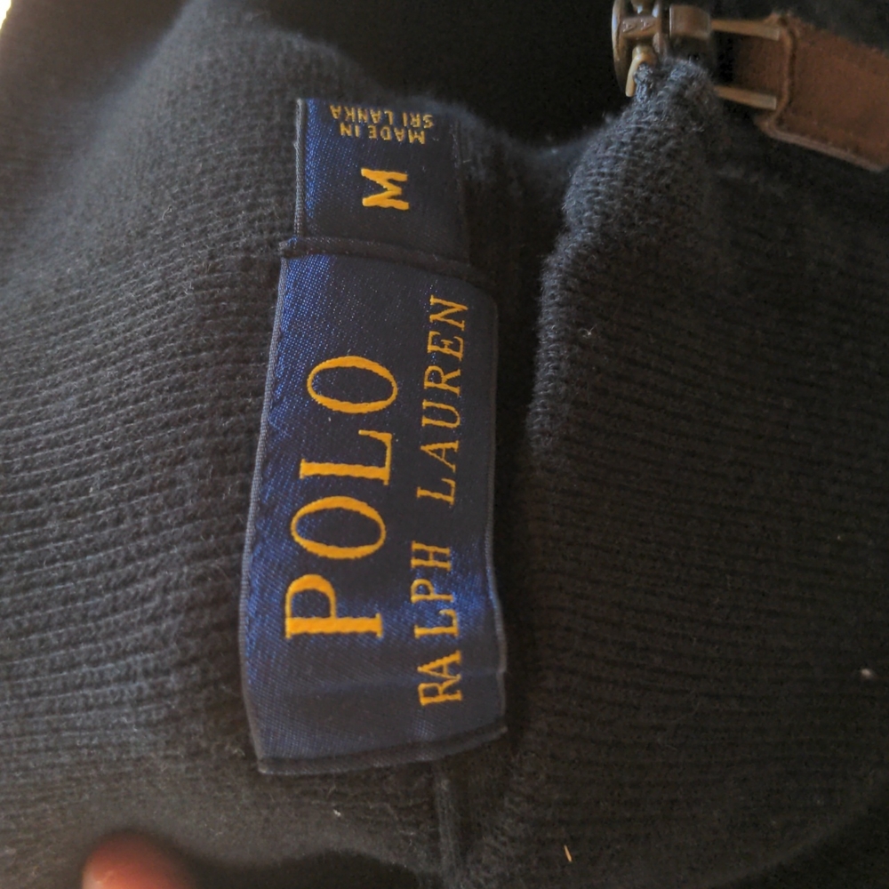 Men's medium black half-zip sweater polo by Ralph Lauren - Picture 3 of 3